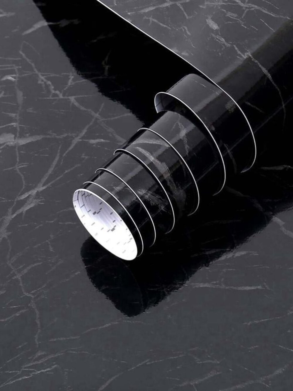 Arthome Black Marble, 35.4x120 Inches Peel and Stick Wallpaper, Marble Contact P